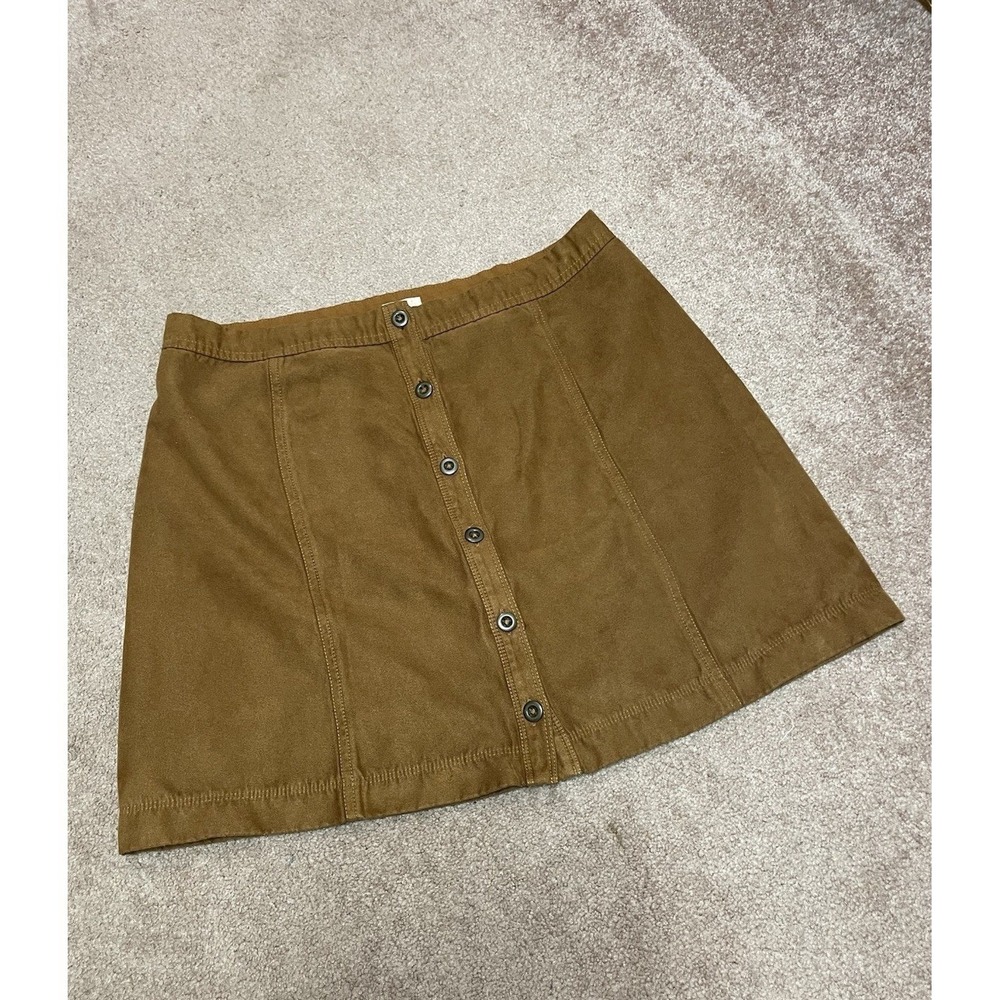 Hollister High Rise Faux Suede‎ Mini Skirt Women's Sz 9 Brown Lined Button